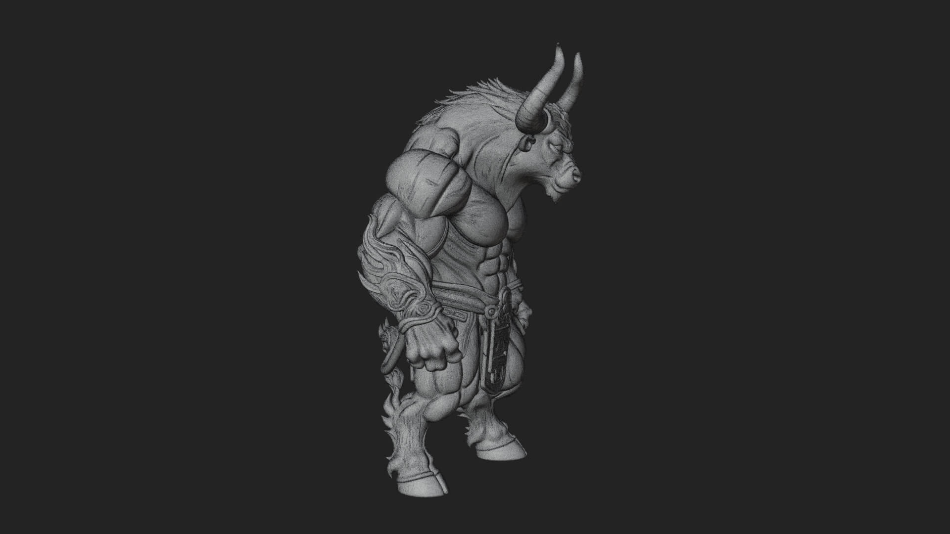Minotaur Bull Beast Statue Design 4 3D Print Model 3D Model