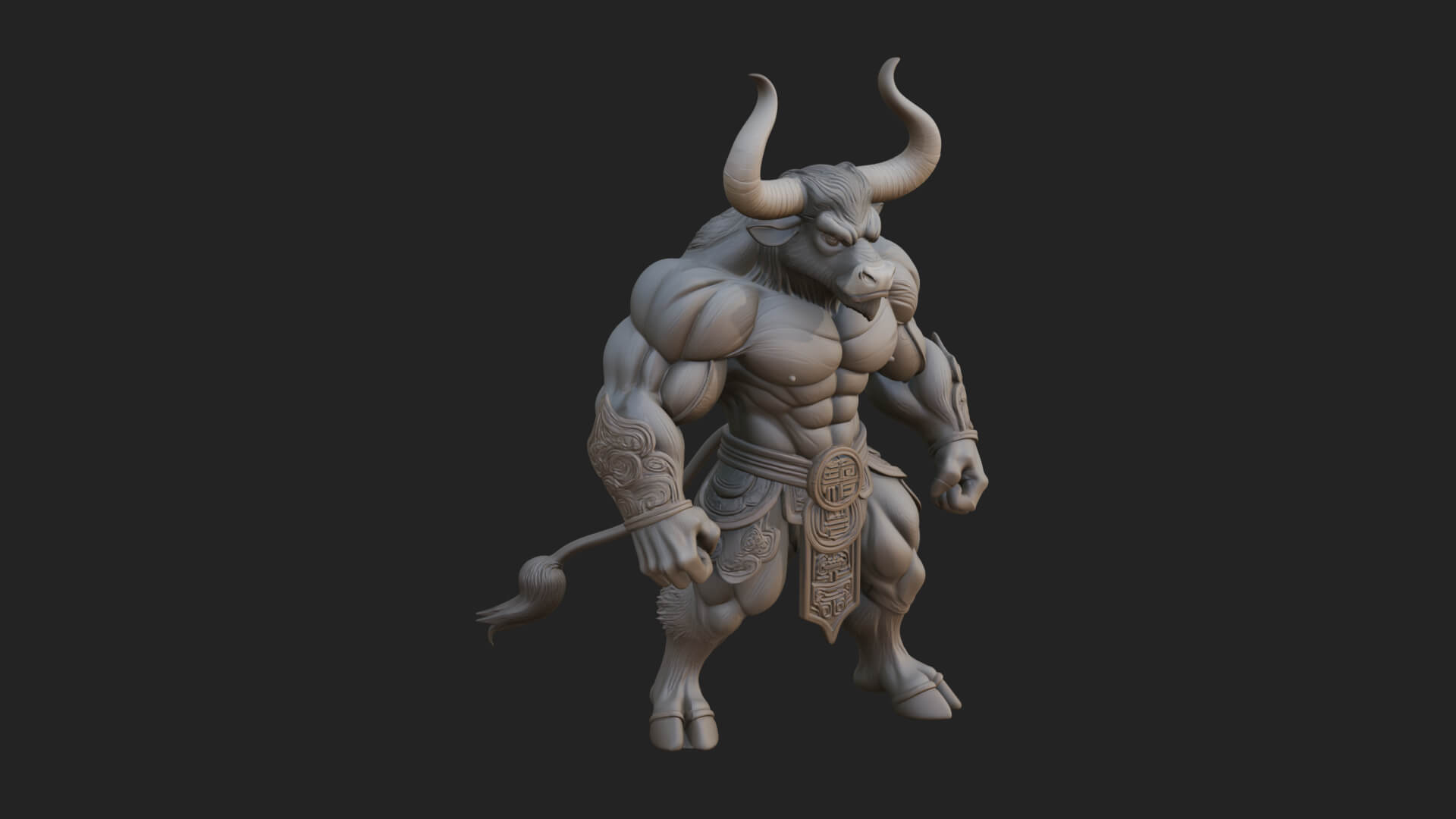 Minotaur Bull Beast Statue Design 5 3D Print Model 3D Model