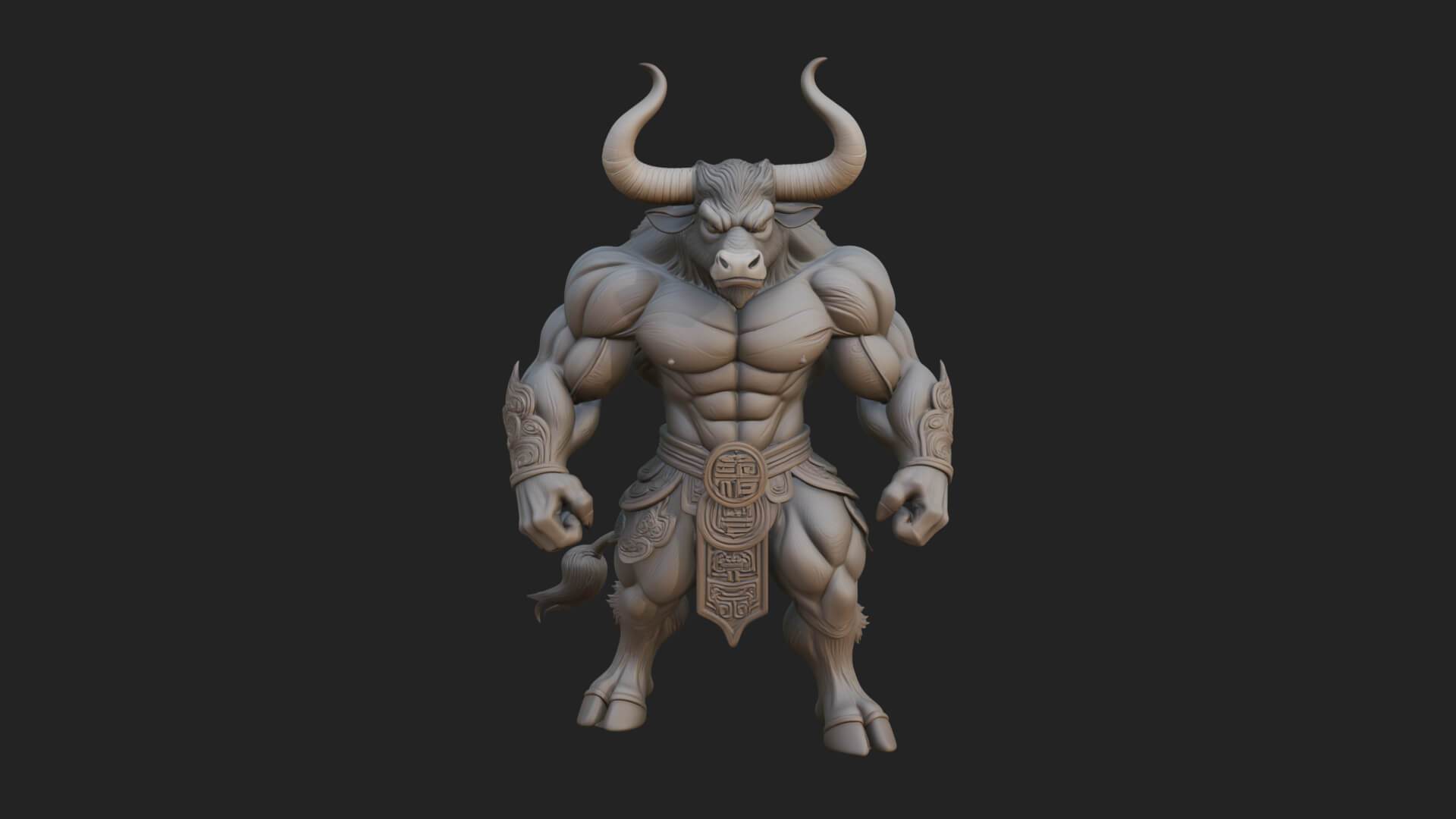 Minotaur Bull Beast Statue Design 5 3D Print Model 3D Model