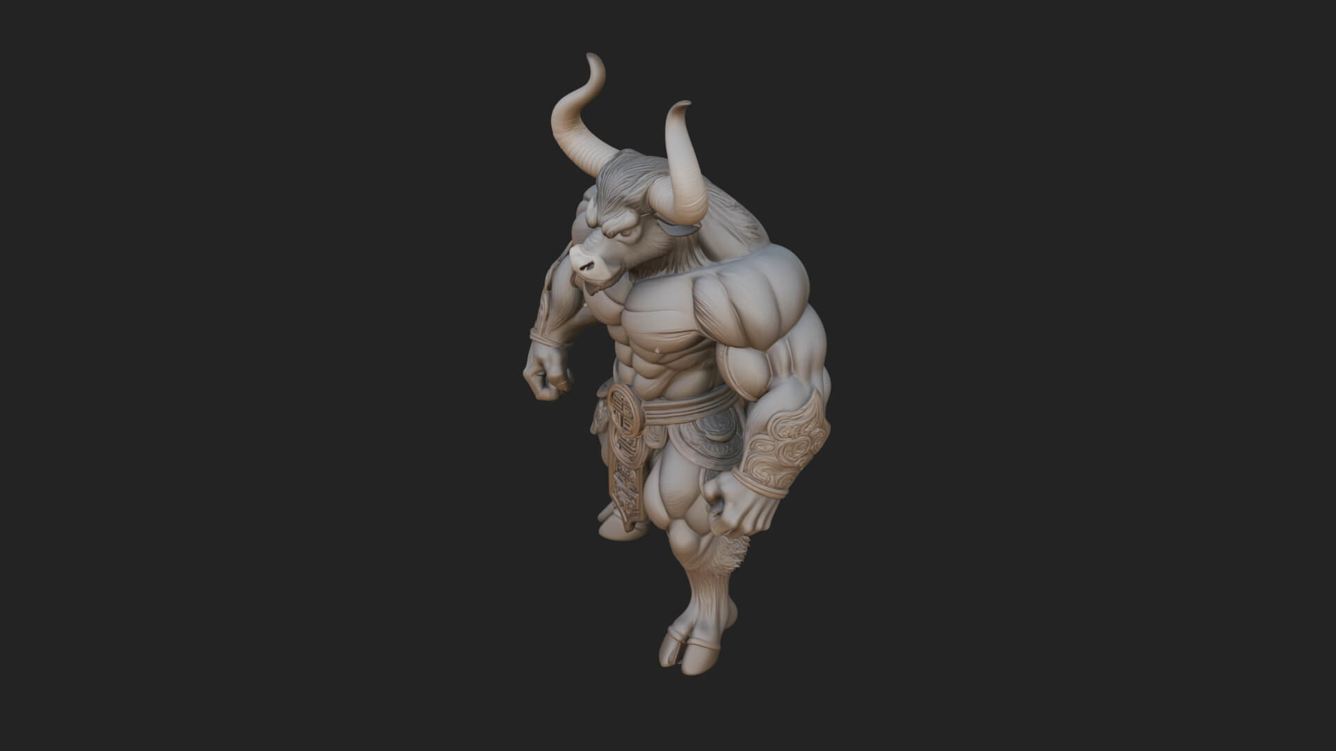 Minotaur Bull Beast Statue Design 5 3D Print Model 3D Model