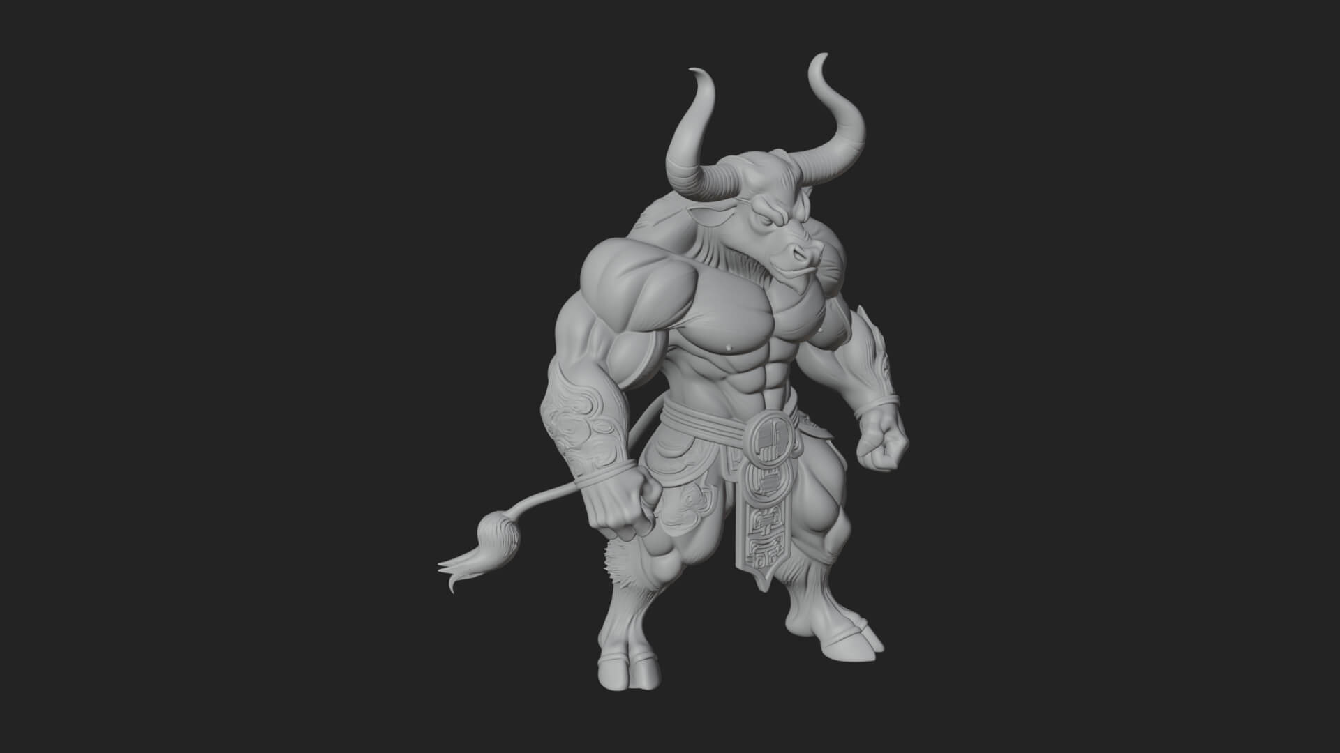 Minotaur Bull Beast Statue Design 5 3D Print Model 3D Model