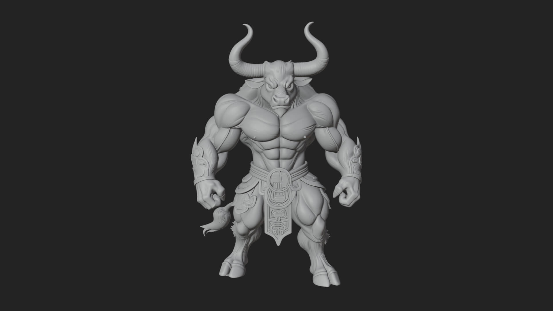 Minotaur Bull Beast Statue Design 5 3D Print Model 3D Model