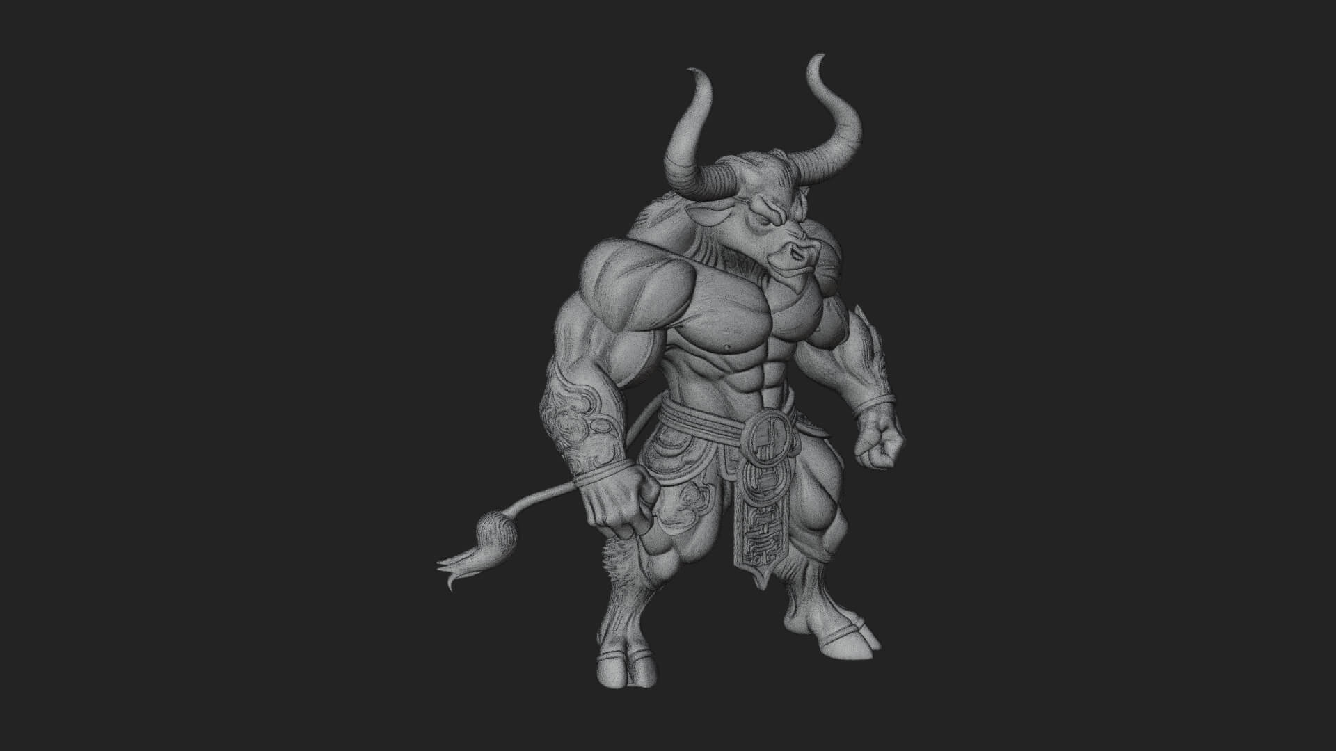 Minotaur Bull Beast Statue Design 5 3D Print Model 3D Model