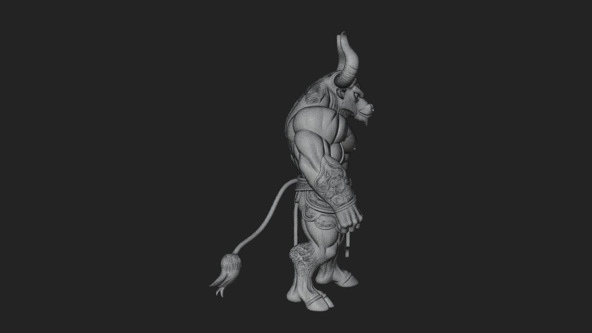 Minotaur Bull Beast Statue Design 5 3D Print Model 3D Model
