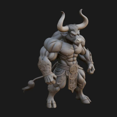 Minotaur Bull Beast Statue Design 5 3D Print Model