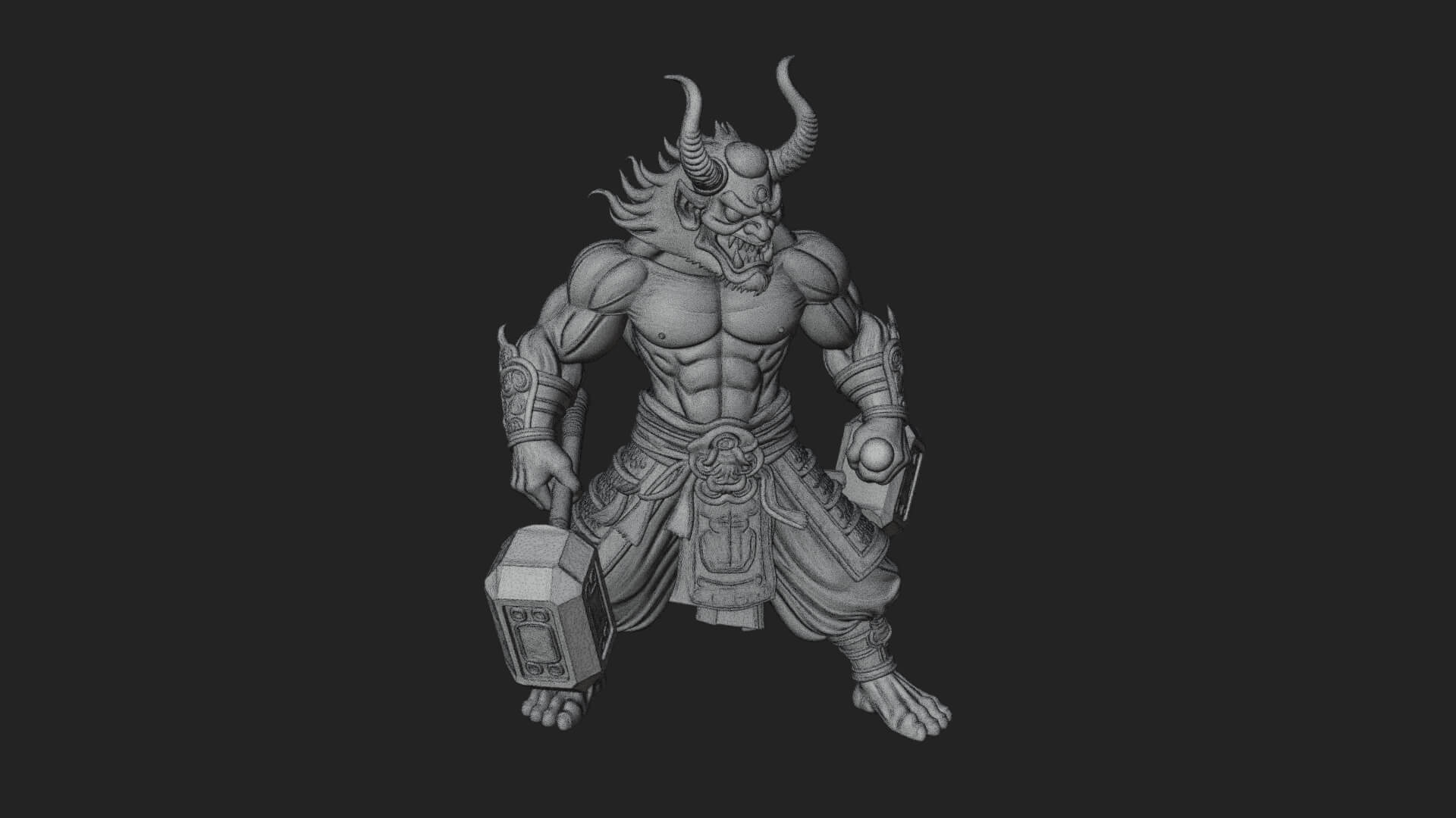 Minotaur Bull Beast Statue Design 6 3D Print Model 3D Model