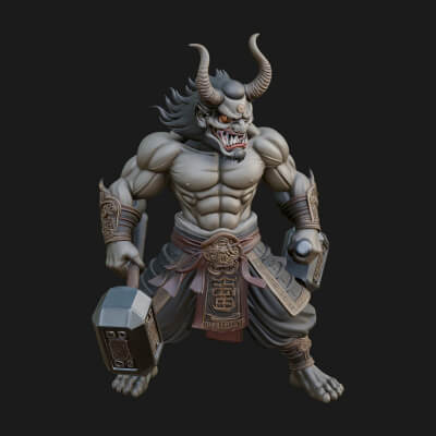 Minotaur Bull Beast Statue Design 6 3D Print Model