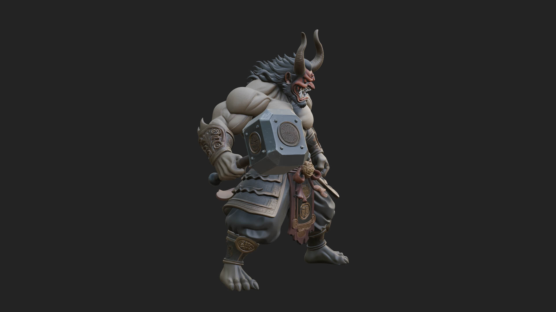 Minotaur Bull Beast Statue Design 7 3D Print Model 3D Model