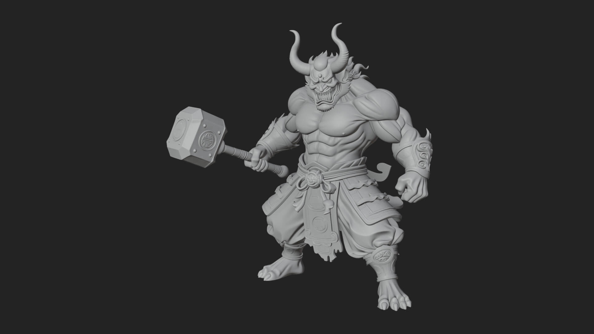 Minotaur Bull Beast Statue Design 7 3D Print Model 3D Model
