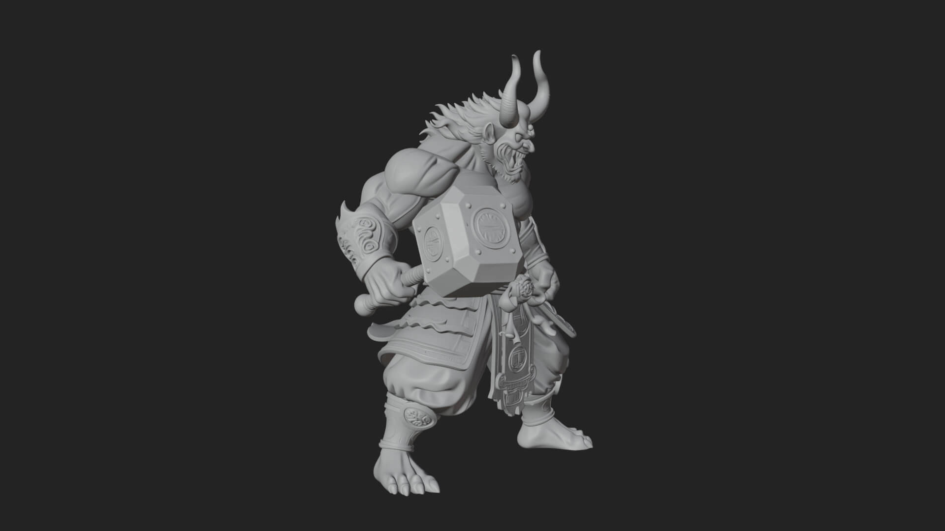 Minotaur Bull Beast Statue Design 7 3D Print Model 3D Model
