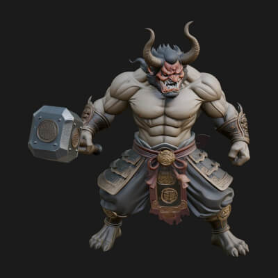Minotaur Bull Beast Statue Design 7 3D Print Model