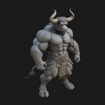 Minotaur Bull Beast Statue Design 8 3D Print Model
