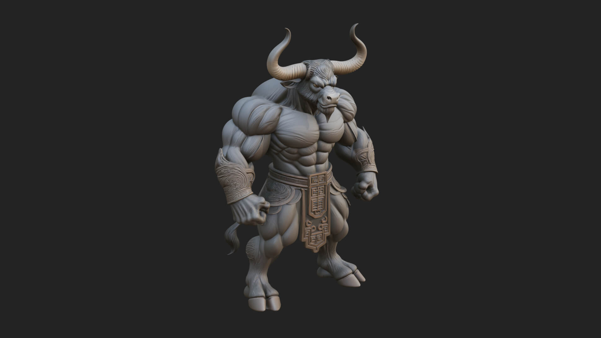Minotaur Bull Beast Statue Design 9 3D Print Model 3D Model