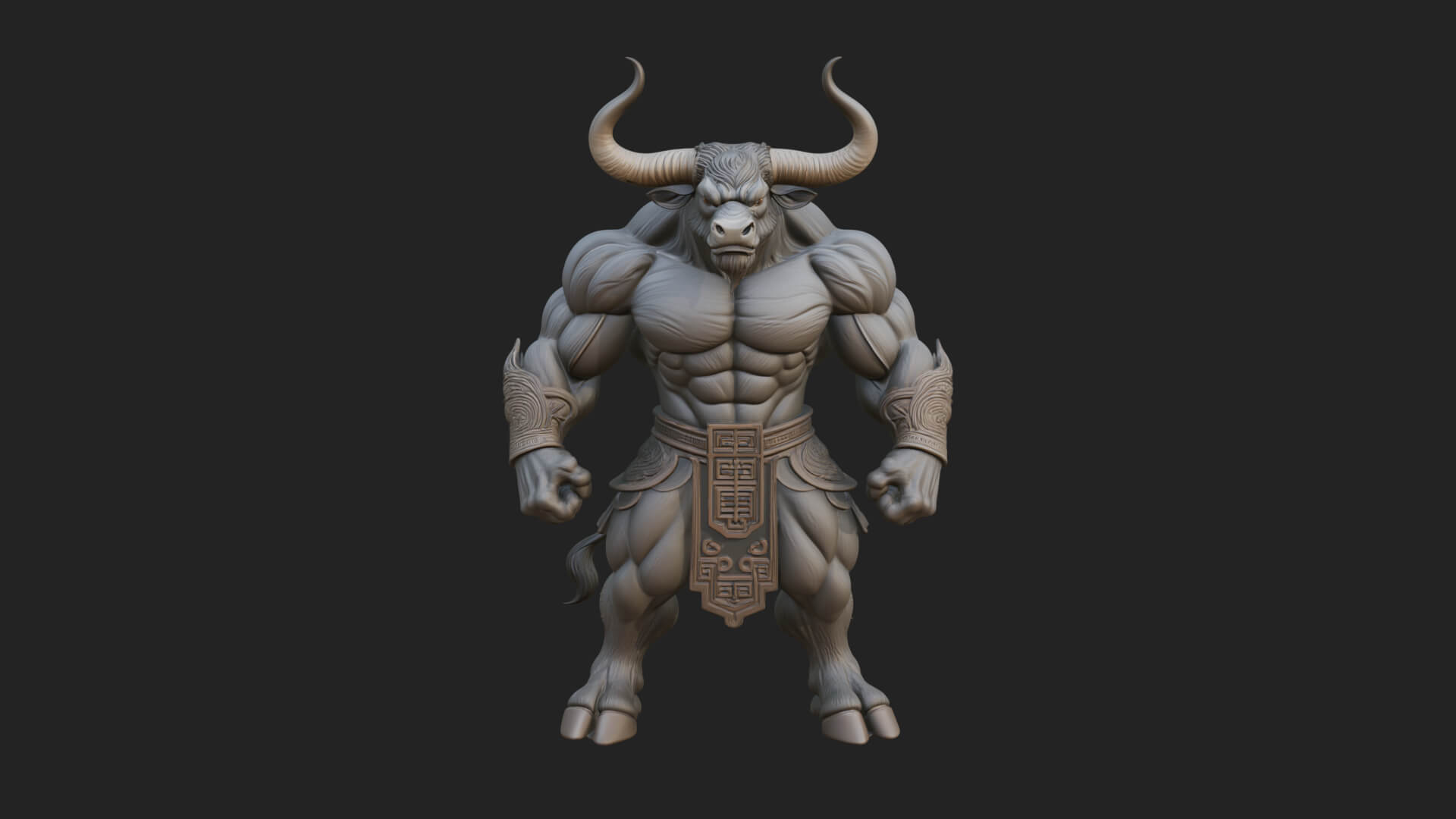 Minotaur Bull Beast Statue Design 9 3D Print Model 3D Model