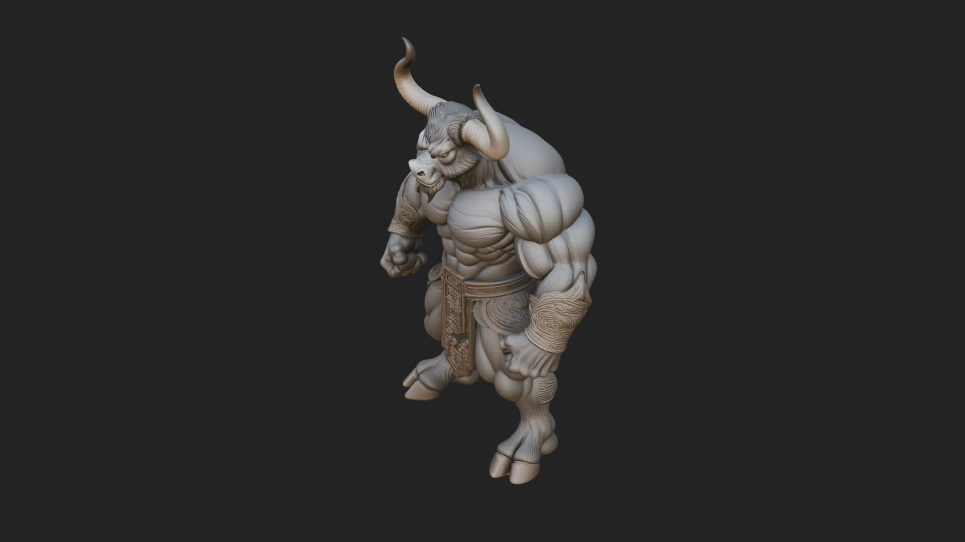 Minotaur Bull Beast Statue Design 9 3D Print Model 3D Model