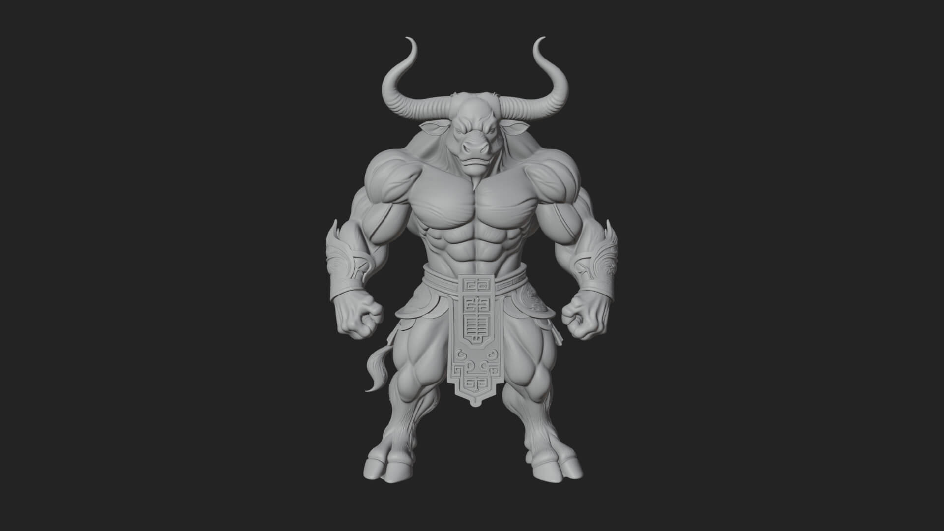 Minotaur Bull Beast Statue Design 9 3D Print Model 3D Model