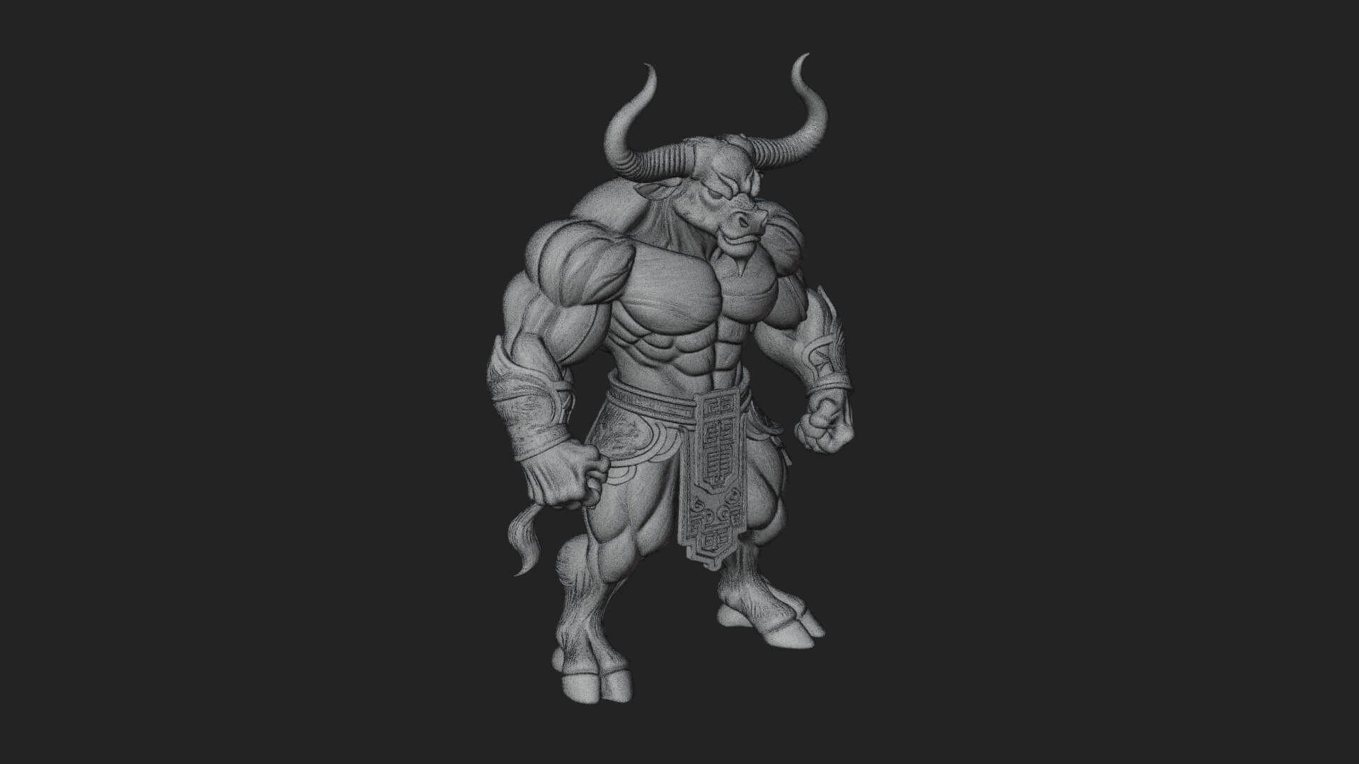 Minotaur Bull Beast Statue Design 9 3D Print Model 3D Model