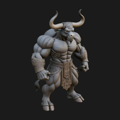Minotaur Bull Beast Statue Design 9 3D Print Model