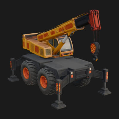Mobile Crane Truck Model Design 4 3D Print Model