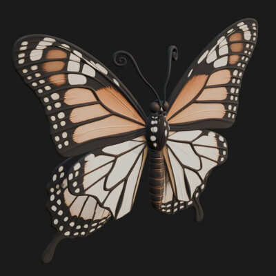 Monarch Butterfly Statue Design 1 3D Print Model