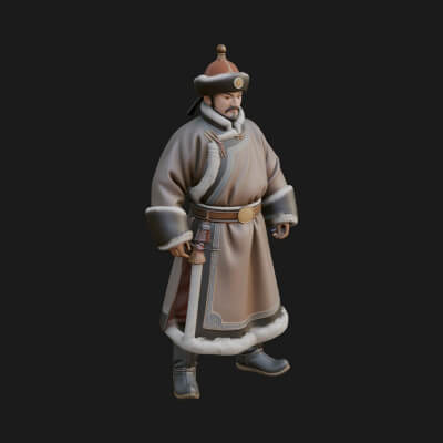 Mongol Noble Man Statue Design 1 3D Print Model