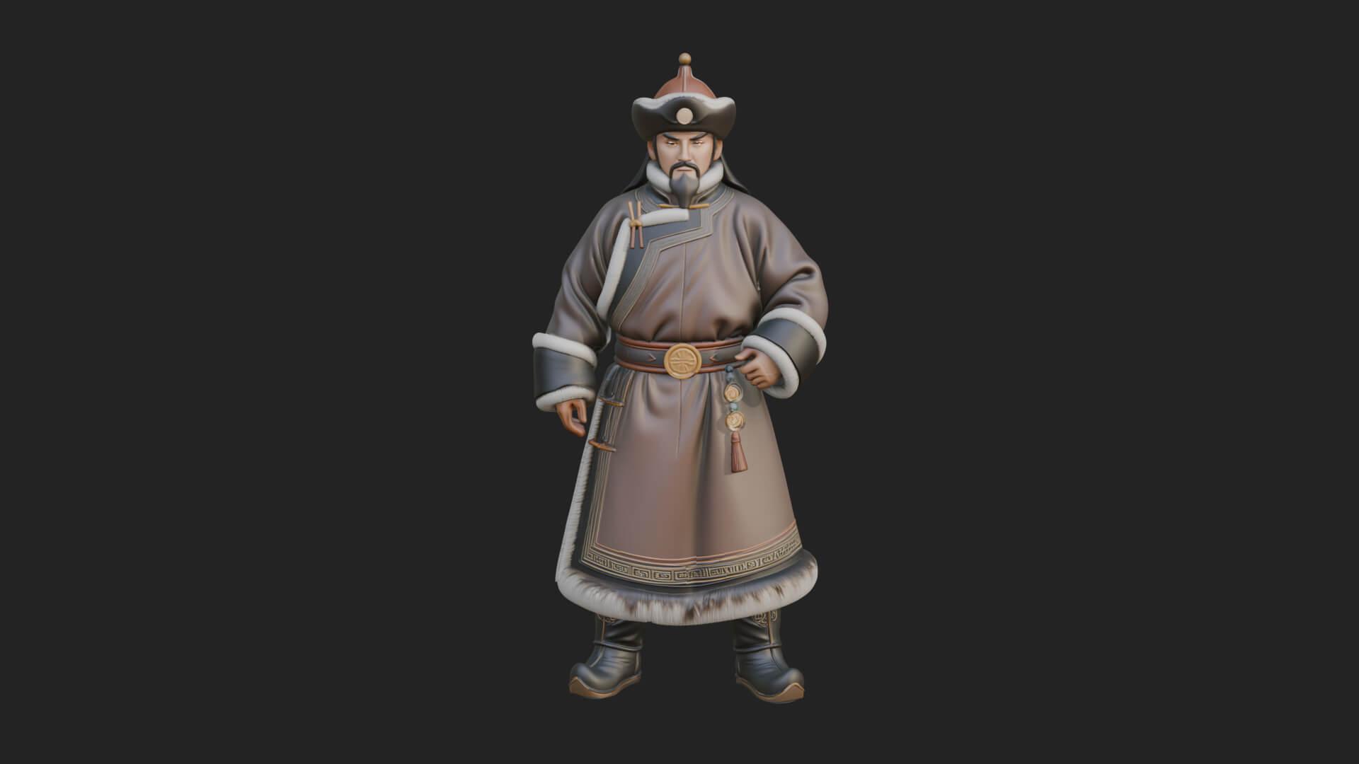 Mongol Noble Man Statue Design 2 3D Print Model 3D Model