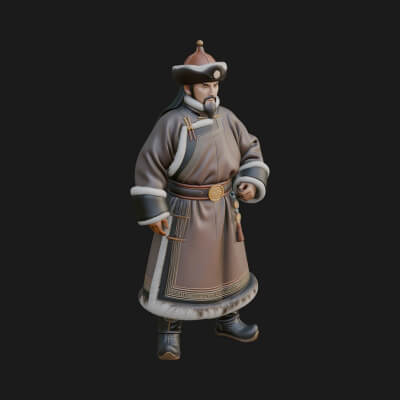 Mongol Noble Man Statue Design 2 3D Print Model