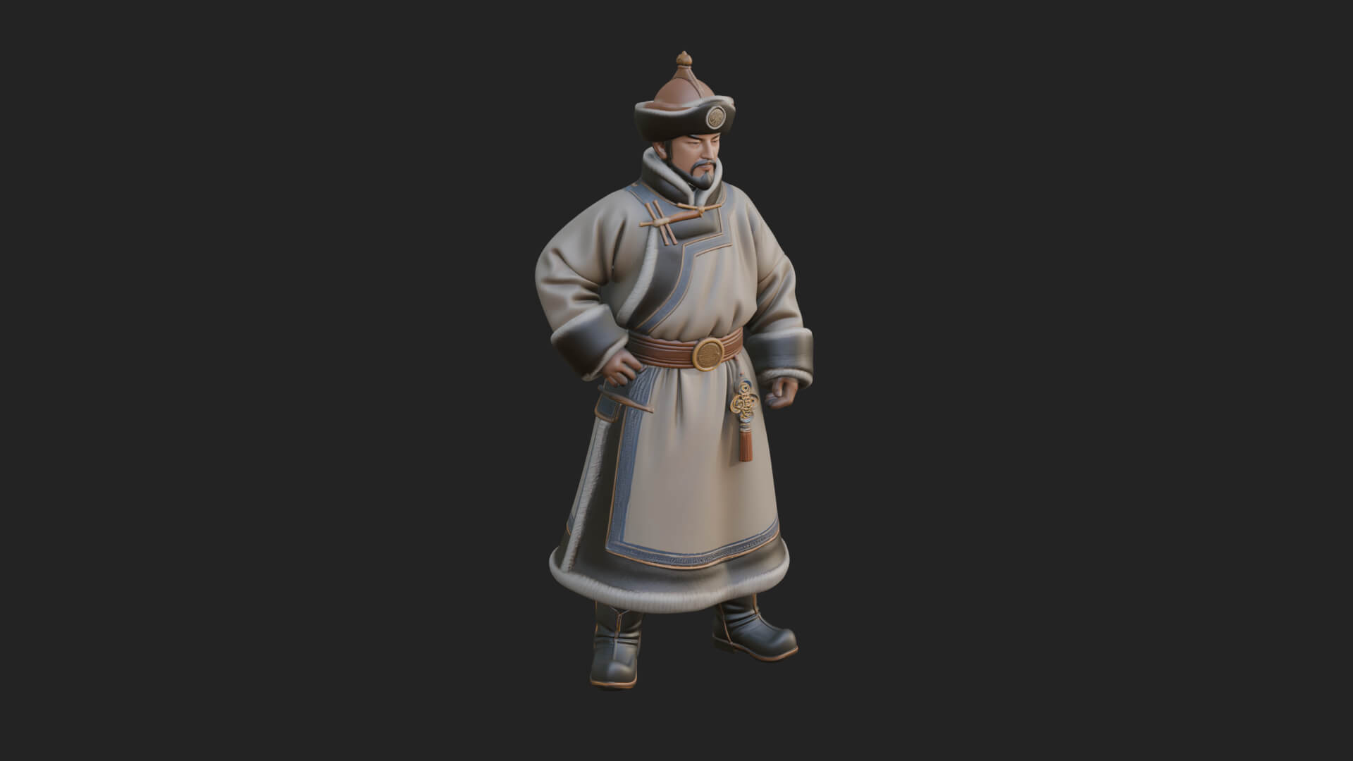 Mongol Noble Man Statue Design 3 3D Print Model 3D Model