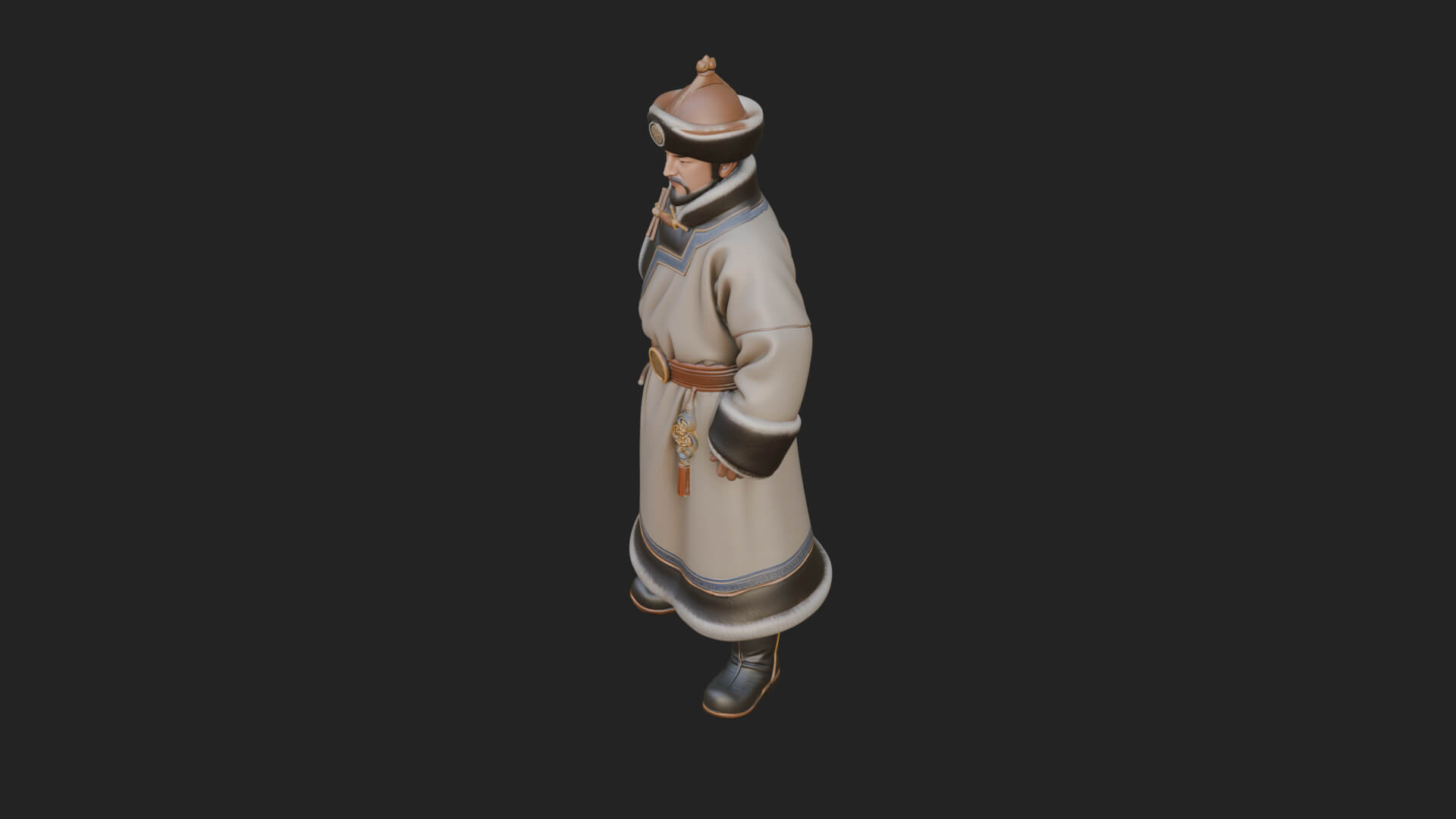 Mongol Noble Man Statue Design 3 3D Print Model 3D Model
