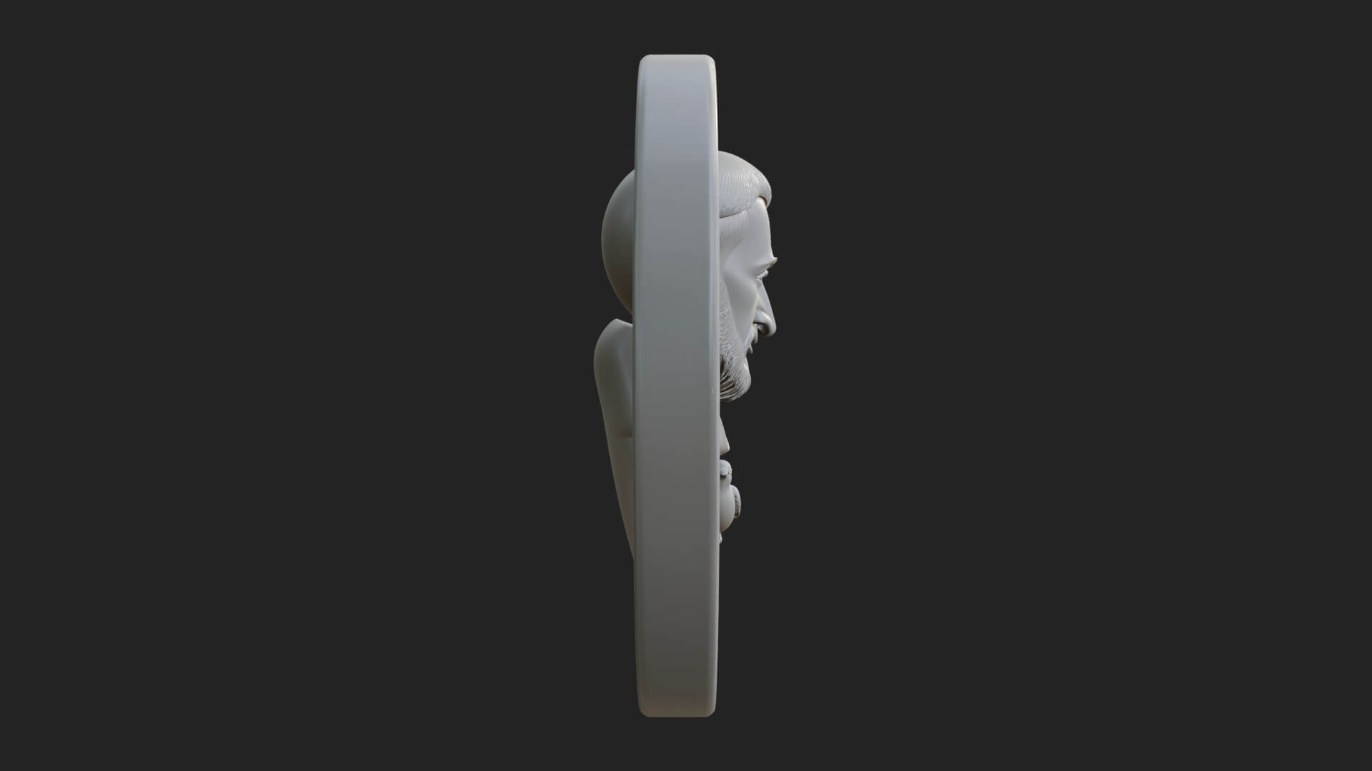 Monk with Bird Oval Relief Plaque Design 1 3D Print Model 3D Model