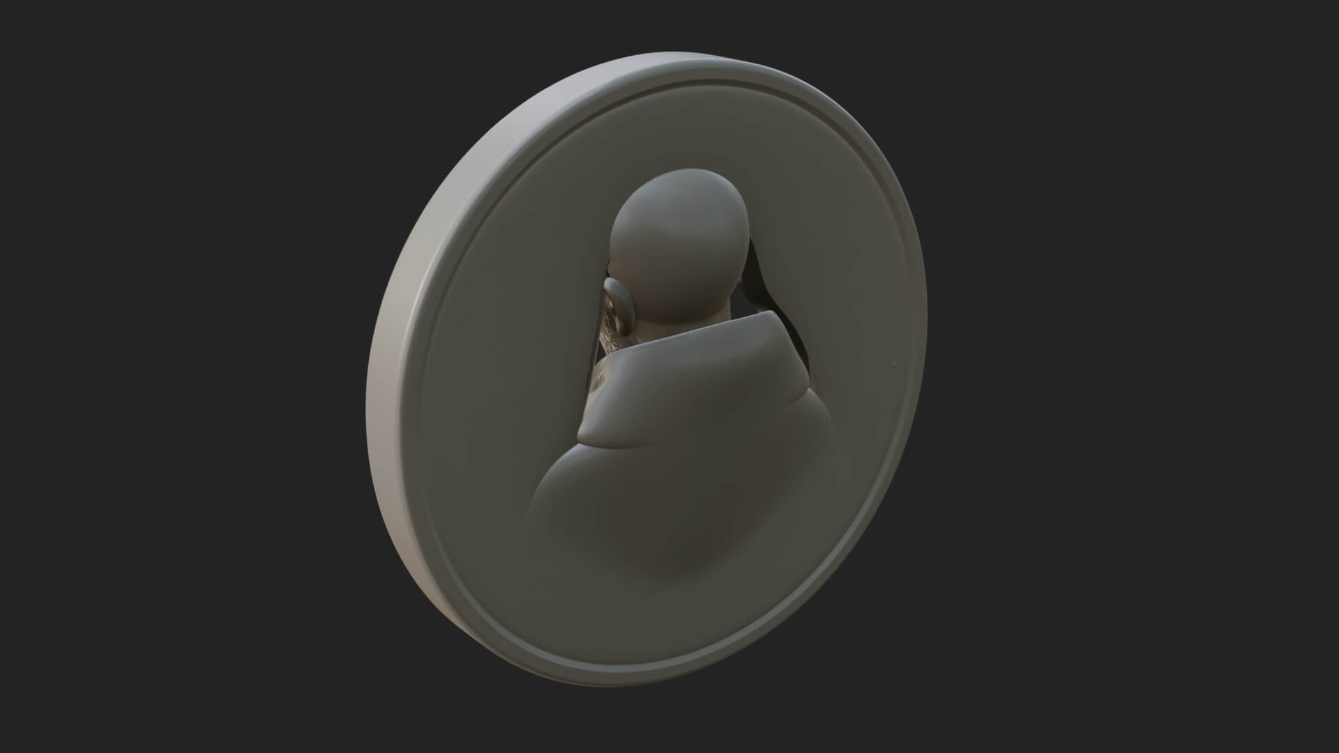 Monk with Bird Oval Relief Plaque Design 1 3D Print Model 3D Model
