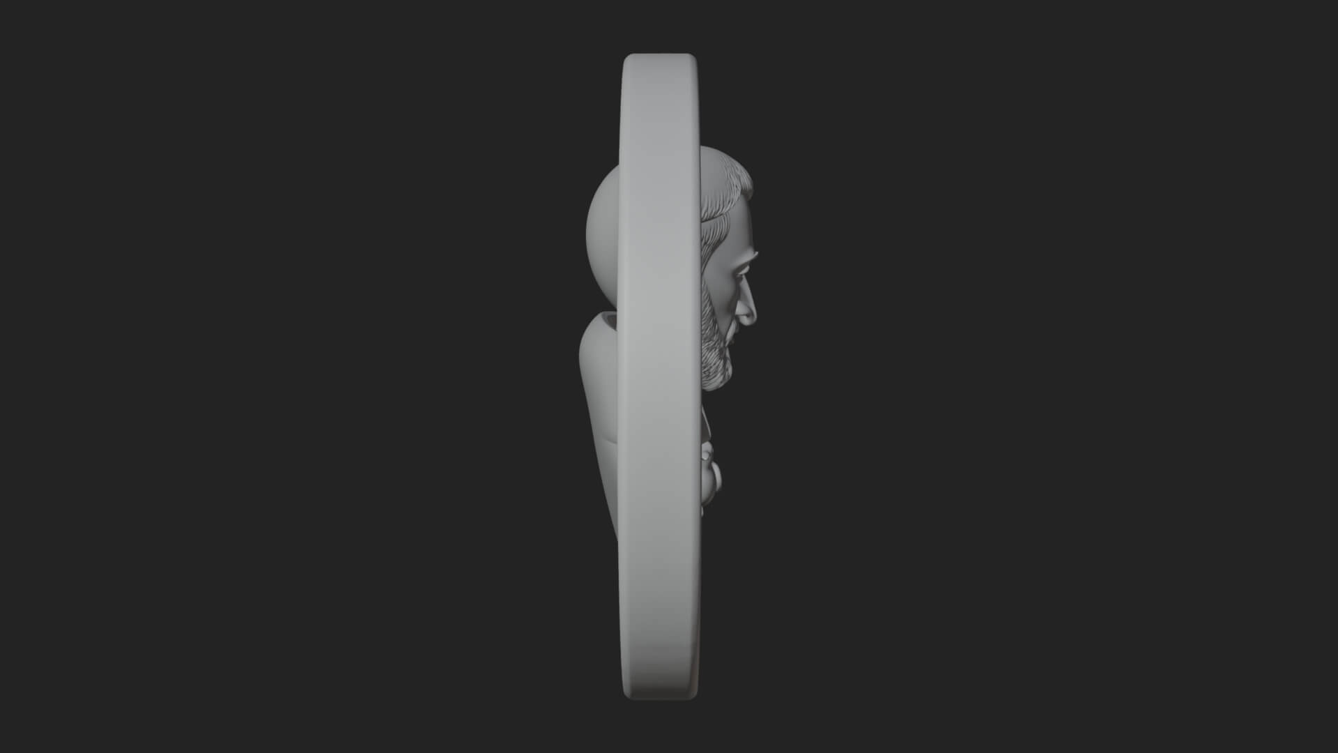 Monk with Bird Oval Relief Plaque Design 1 3D Print Model 3D Model