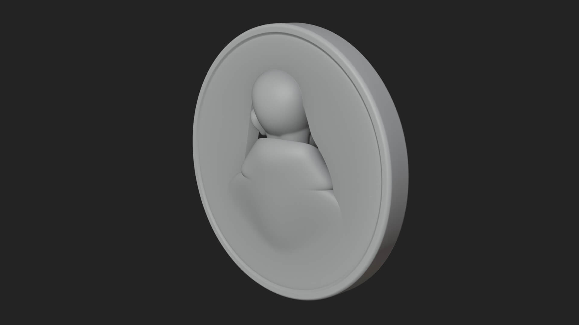Monk with Bird Oval Relief Plaque Design 1 3D Print Model 3D Model