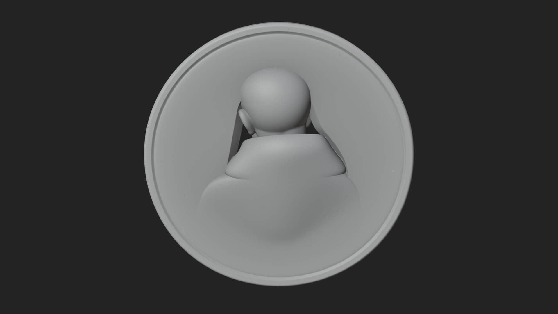 Monk with Bird Oval Relief Plaque Design 1 3D Print Model 3D Model