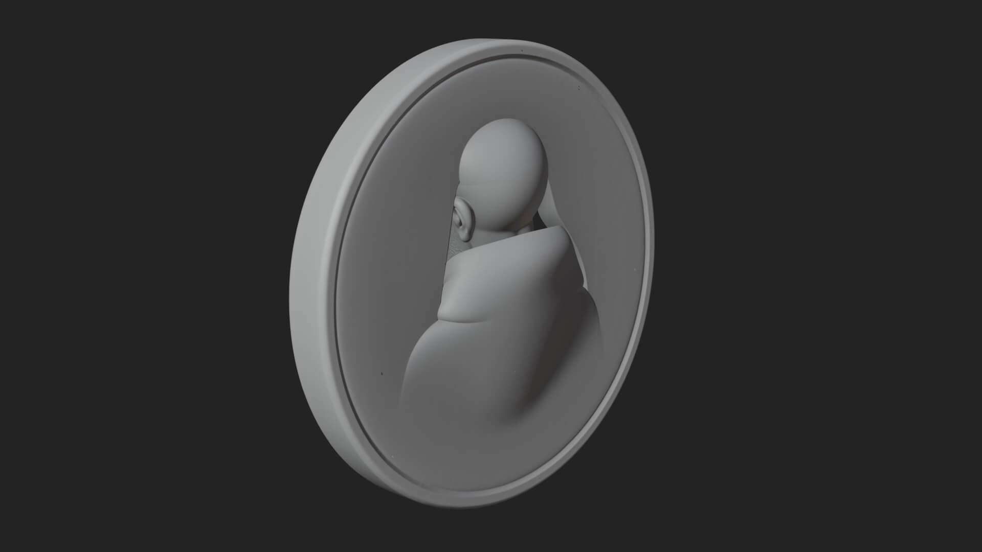 Monk with Bird Oval Relief Plaque Design 1 3D Print Model 3D Model