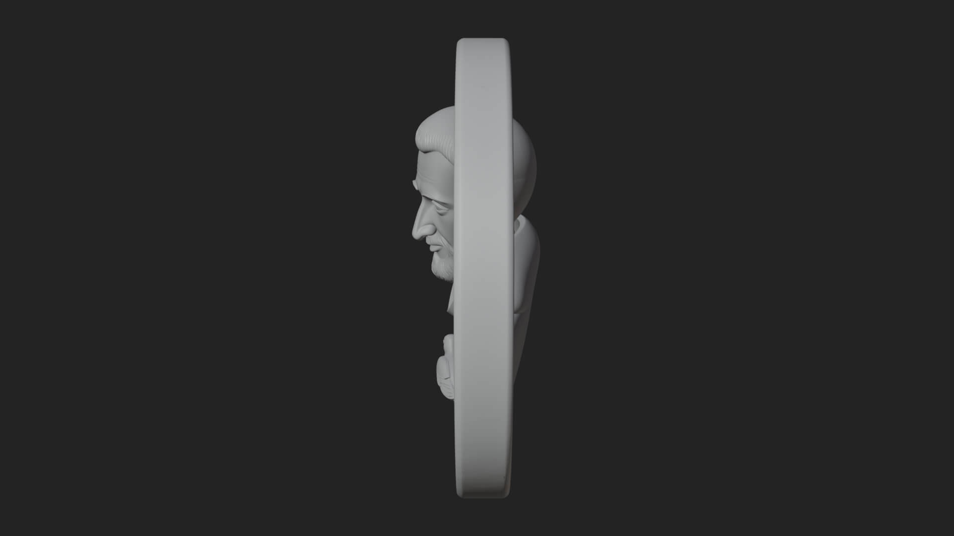 Monk with Bird Oval Relief Plaque Design 1 3D Print Model 3D Model