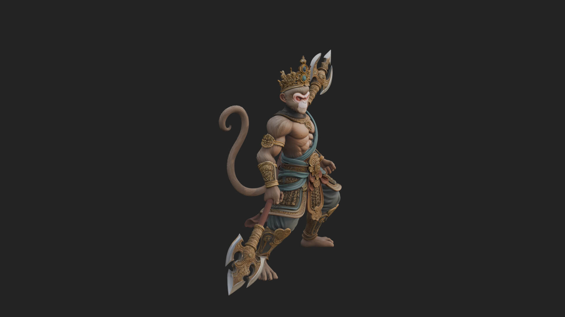 Monkey King Staff Statue Design 1 3D Print Model 3D Model