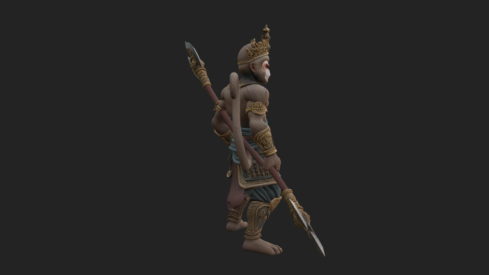 Monkey King Staff Statue Design 1 3D Print Model 3D Model