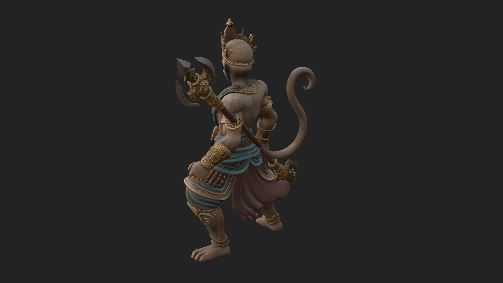 Monkey King Staff Statue Design 1 3D Print Model 3D Model
