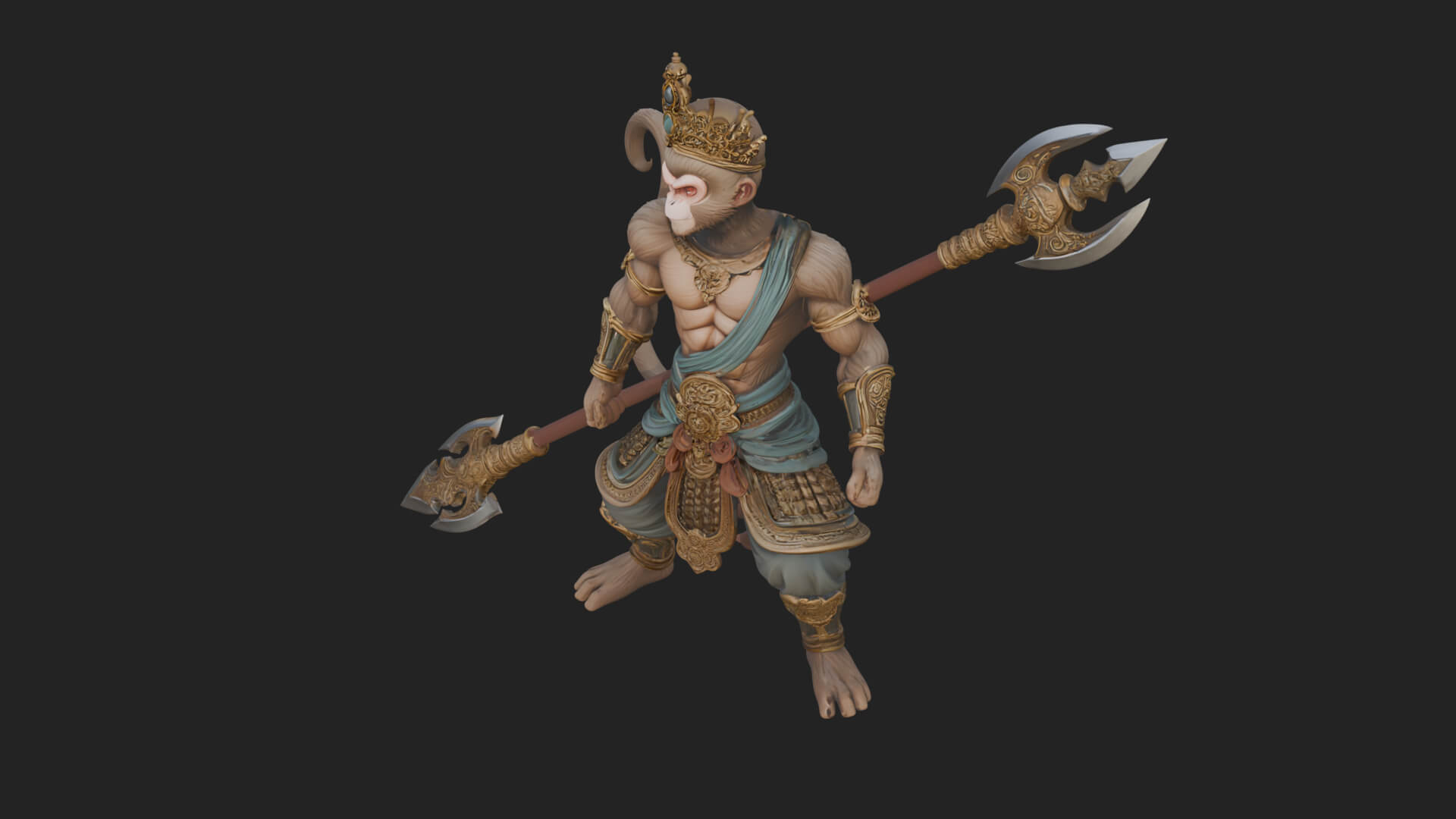 Monkey King Staff Statue Design 1 3D Print Model 3D Model