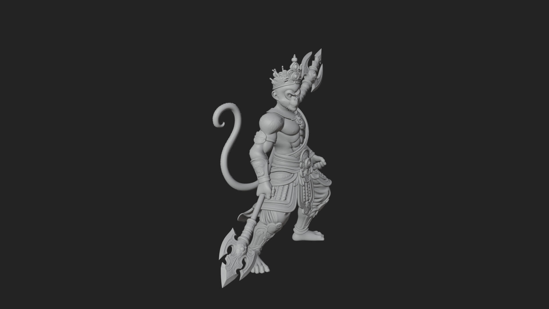 Monkey King Staff Statue Design 1 3D Print Model 3D Model