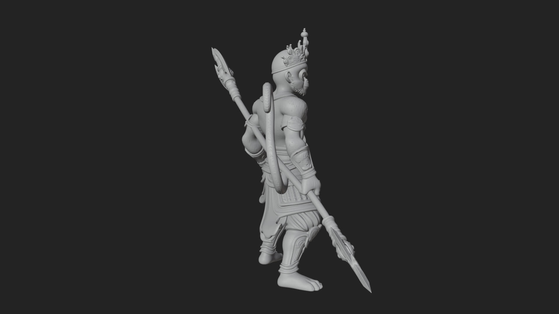 Monkey King Staff Statue Design 1 3D Print Model 3D Model