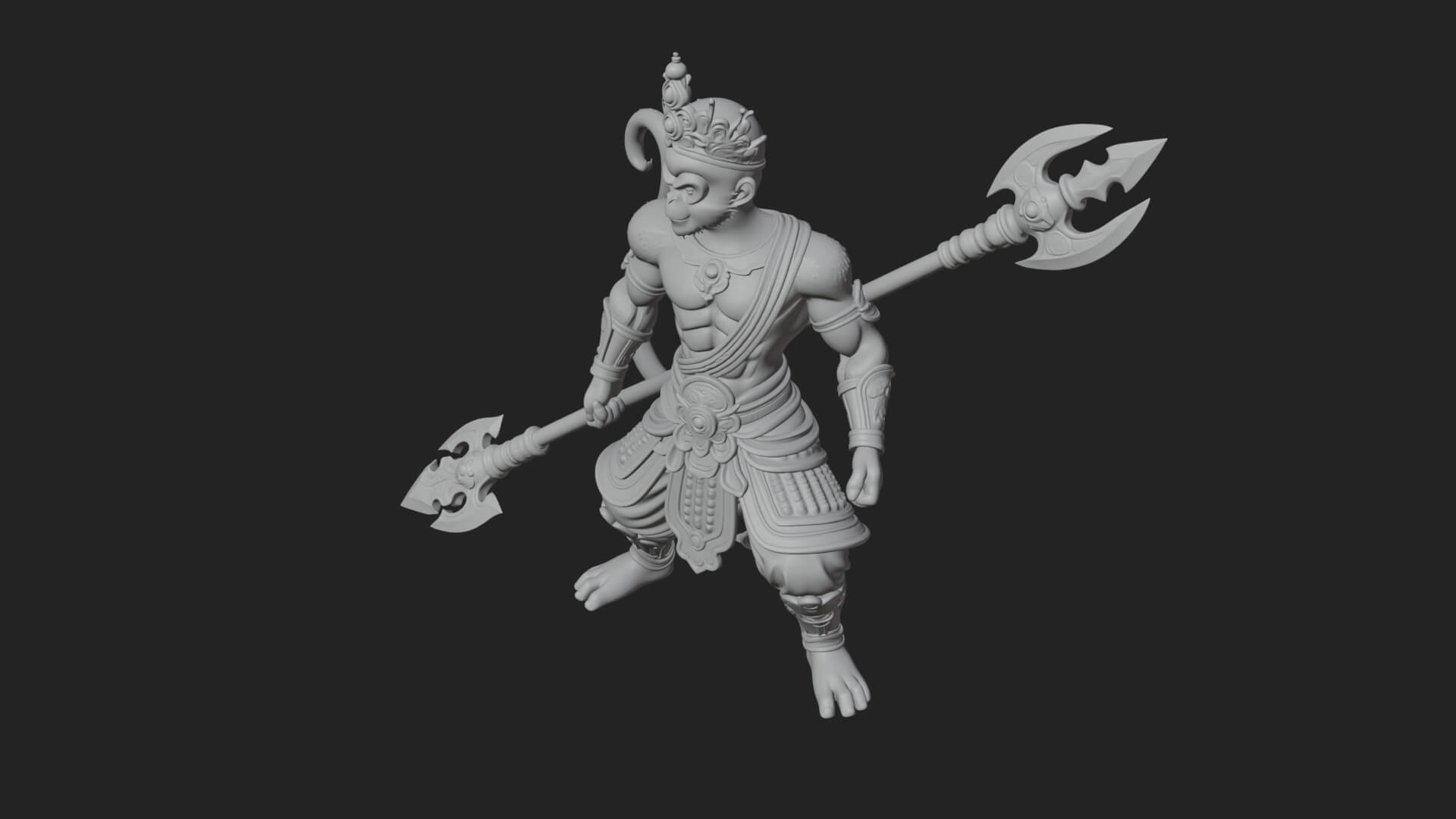 Monkey King Staff Statue Design 1 3D Print Model 3D Model