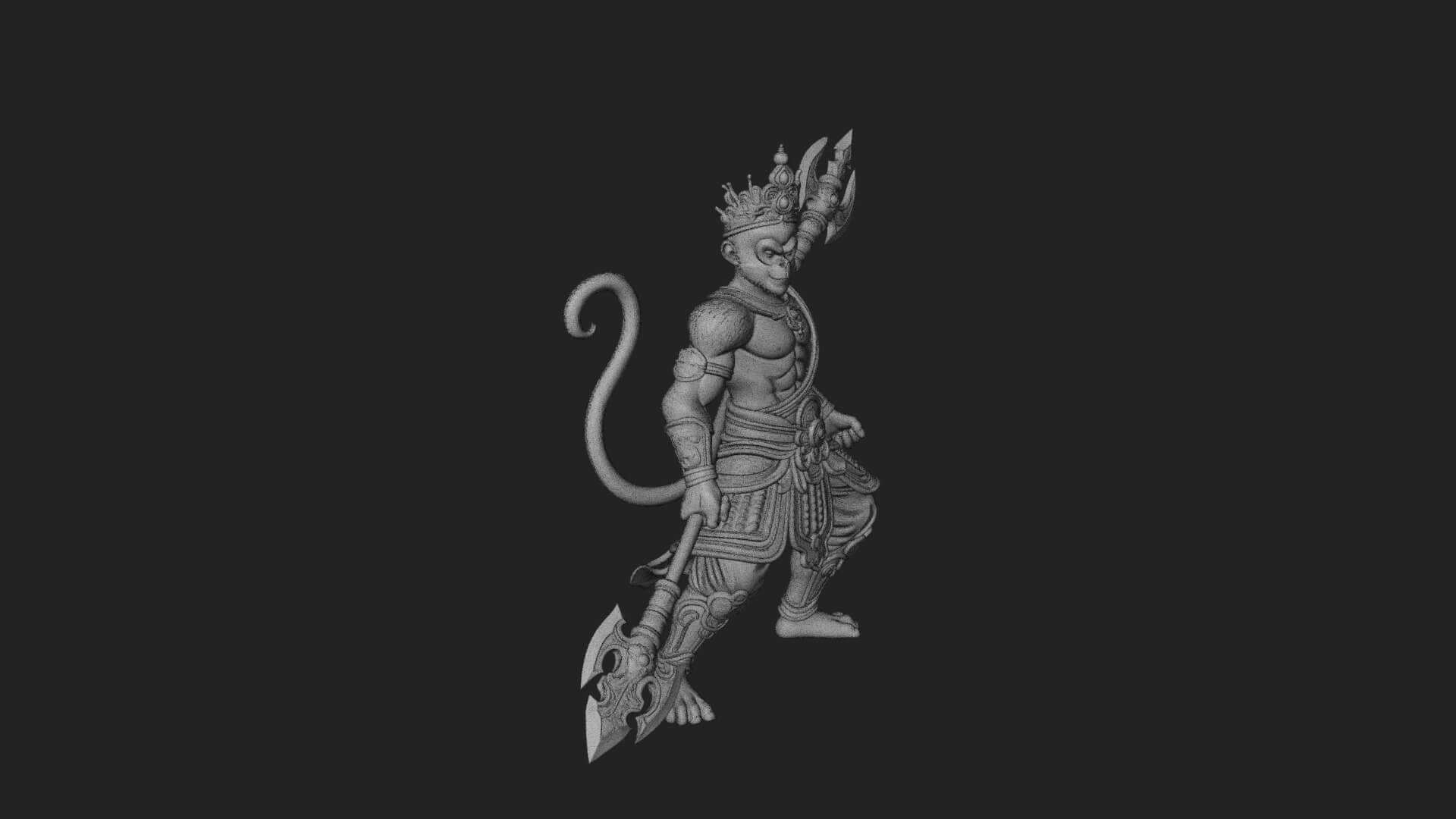 Monkey King Staff Statue Design 1 3D Print Model 3D Model