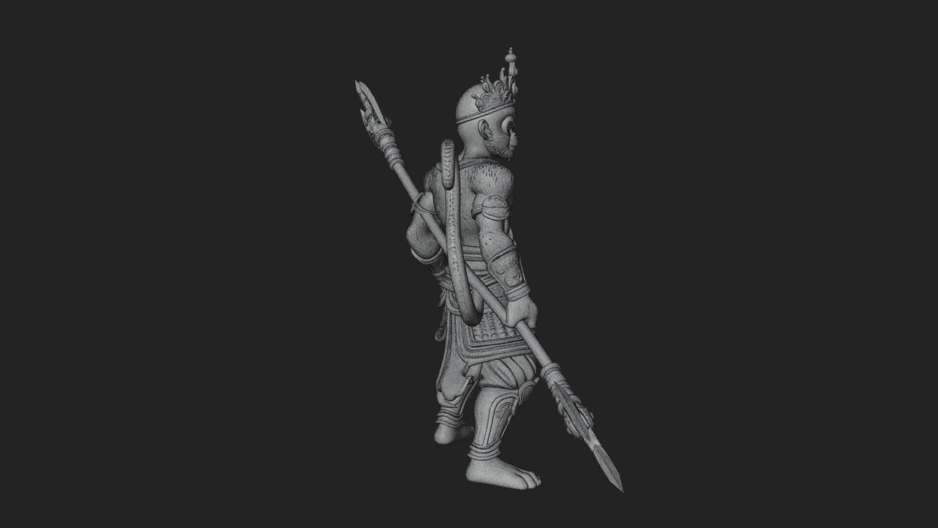 Monkey King Staff Statue Design 1 3D Print Model 3D Model