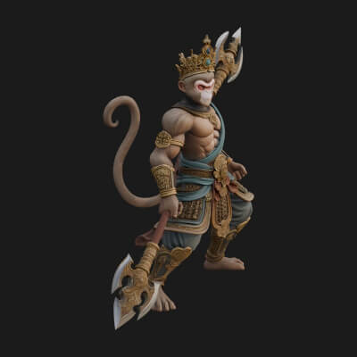 Monkey King Staff Statue Design 1 3D Print Model