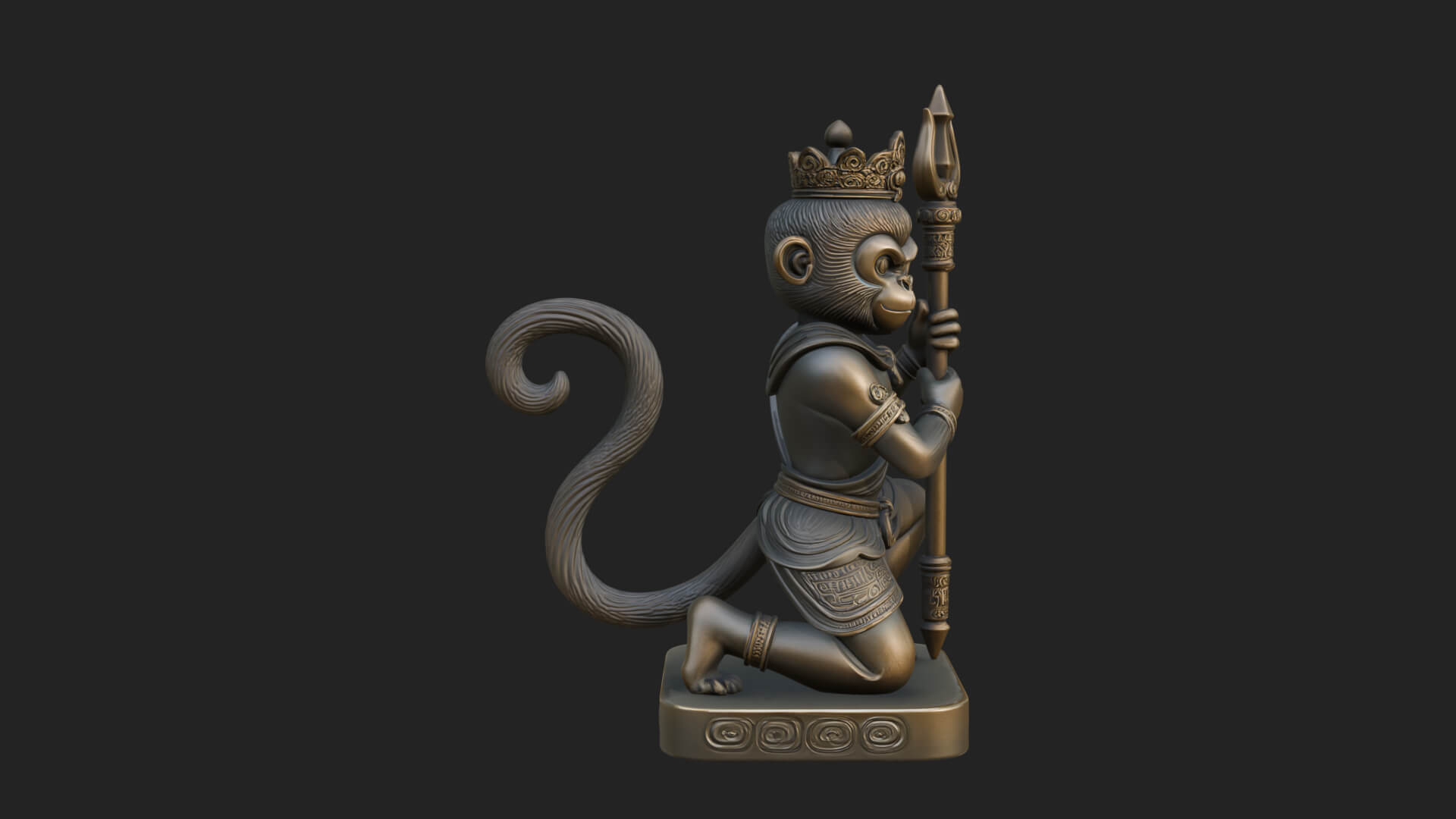 Monkey King Staff Statue Design 10 3D Print Model 3D Model