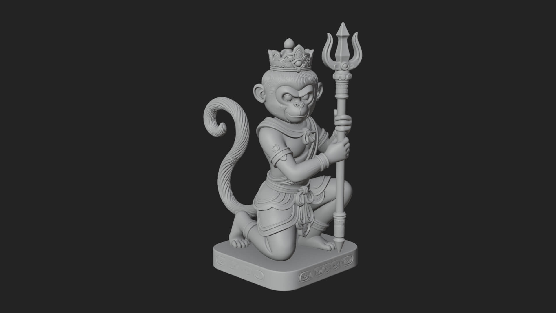 Monkey King Staff Statue Design 10 3D Print Model 3D Model