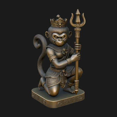 Monkey King Staff Statue Design 10 3D Print Model