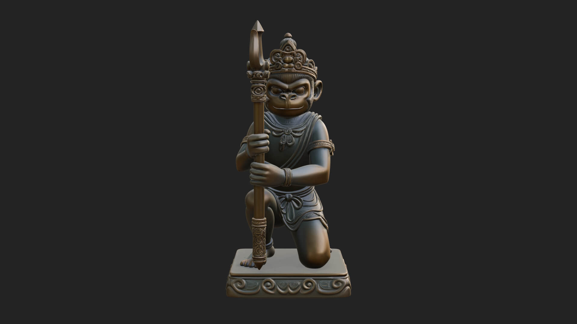 Monkey King Staff Statue Design 11 3D Print Model 3D Model